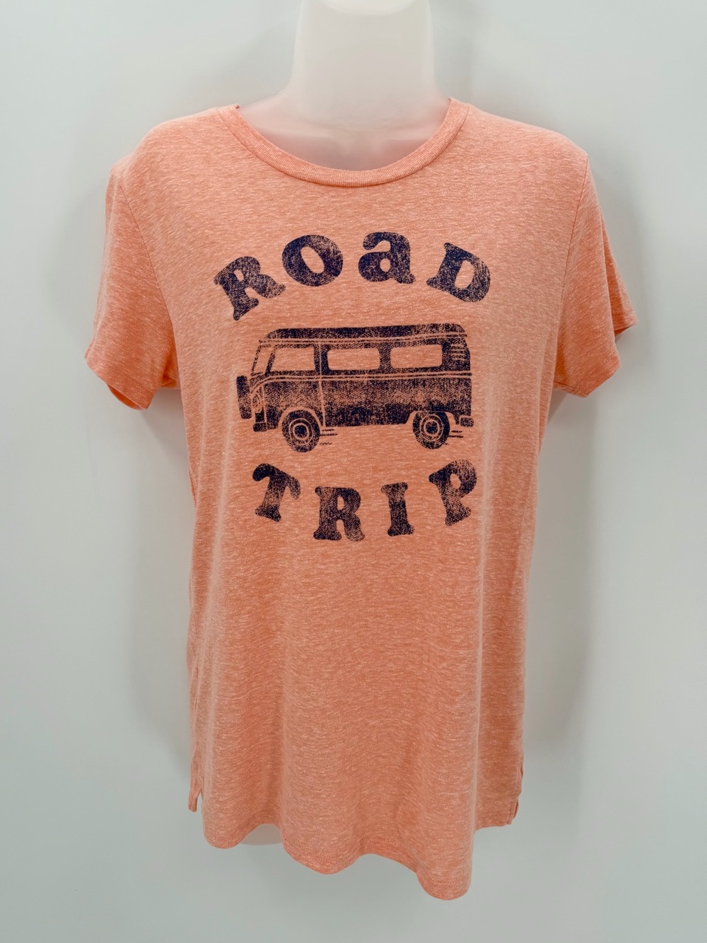 Modern Canvas Tee Women’s M Peach “Road Trip” Retro Van Graphic Vintage Look